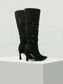 MOTF PREMIUM 2024 NEW SUEDE STILETTO KNEE-HIGH BOOTS FOR WOMEN, NEW YEAR HOLIDAY