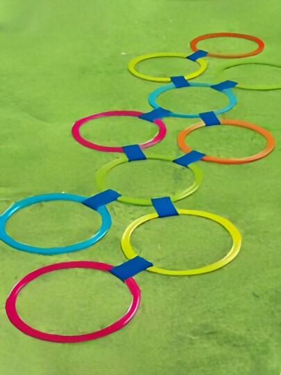 1 Set Agilitäts-Sensorik-Trainingsausrüstung mit 10 Stücken Regenbogen-Kunststoffringen, 10 Verbindern, kreativem Puzzle-Zusammenbausatz für Outdoor-Sport, Garten-Spiele, Party-Aktivitäten, Hand-Auge-Koordinationsübungen für Erwachsene, Jugendliche, Fitness, Urlaubsgeschenk