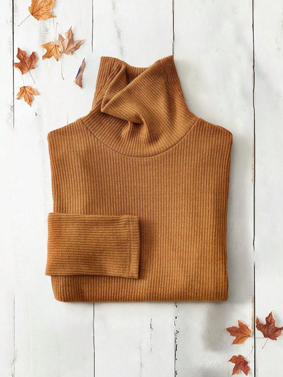 Rusticease Orange Turtleneck Sweater Women Sweaters Thermal Winter Outfits