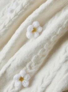 Aveloria Flower Decor Round Neck 3D Floral Design Pullover Sweater For Women, Autumn Knit Pullover Fall Winter Outfit