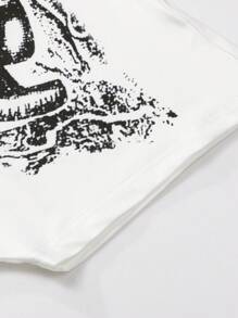 PAVTROS Camiseta blanca holgada de manga corta y cuello redondo para hombre, con estampado gráfico de manga raglán, uso casual diario, ropa de calle, regalo para el novio - Blanco - Ver 5