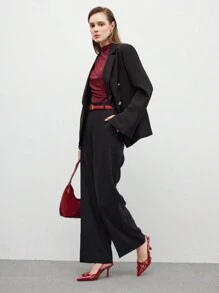 CUCCOO BIZCHIC Women's Pointed Toe PU Leather Buckle Accent Sexy Fashion Flats, Black Valentine Day - Burgundy - View 10