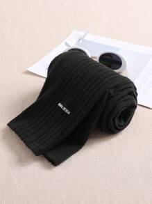 SHEIN Set 3 Potong Legging Rajut Kasual Dasar Warna Polos dengan Hem Bergaris untuk Anak Perempuan Remaja - Grey - View 4
