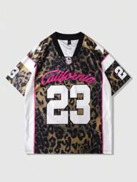 ROMWE MEN Prep Heren ijshockeyshirt met korte mouwen, sportvoetbalshirtstijl T-shirt voor de zomer