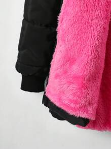 Tween Girl Front Zip Long Sleeve Pocket Casual Hooded Coat - Hot Pink - View 6