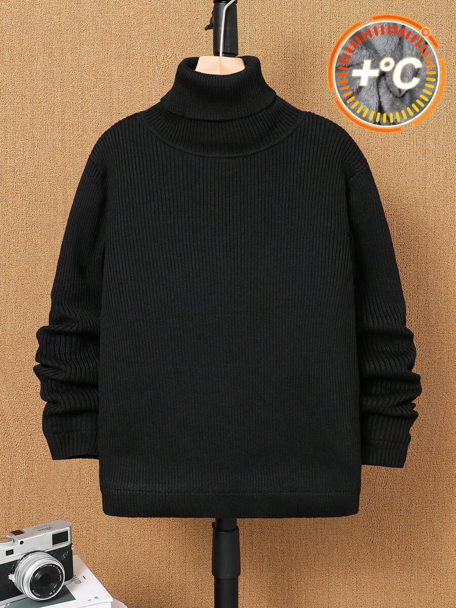 Sweter termiczny z wysokim kołnierzem dla chłopców, uniwersalny na wiosnę i jesień