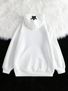 INAWLY Plus Size Women Casual Haftowana Bluza Z Naszywką Do Codziennego Noszenia Jesienią/Zimą