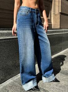 Forever 21 女士牛仔裤 裤子 街头服饰 女士小码女裤 冬季裤子 女士宽松裤子 秋季女士服装 秋季裤子 女士工装裤 - 藍色 - 查看 6