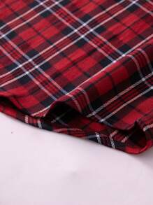 Manfinity Homme Manfinity Men Plus Size Men Casual Daily Plaid Button-Down Long Sleeve Shirt, Autumn, Christmas Shirt, For Going Out - Red - View 7