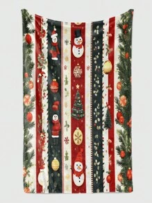 1 chiếc chăn vải nỉ in hình ông già Noel, cây thông Noel, quà tặng Giáng sinh, tuần lộc, người tuyết, bông tuyết, mềm mại và ấm áp cho phòng ngủ, phòng khách, khách sạn, ký túc xá dùng làm chăn phủ ghế sofa, chăn ngủ trưa - Nhiều màu - Xem 5