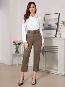 Ellevyn Women High Waisted Long Pants With Drawstring Hem, Elegant Tapered Grey Trousers Suitable For Daily Commuting