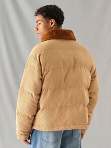 Mainfolk Men Casual Fashion Loose Fit Long Sleeve Zip-Up Lightweight Padded Coat For Daily, Winter - Ginger - View 2