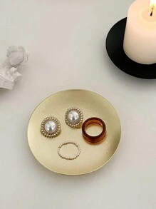 1pc Gold Decorative Iron Plate Candle Holder Stand Candle Plate For LED & Wax Candles, Incense Cones, Spa, Weddings Jewelry Storage Tray, Spooky, Autumn, Winter, Holiday, Festival Valentine's Day, Valentines Wedding, Birthday, Room Decor, Ramadan Decor, Home Decor, Bedroom Decor, Bathroom Decor, Candle, Home Decor Living Room, Kitchen Decor