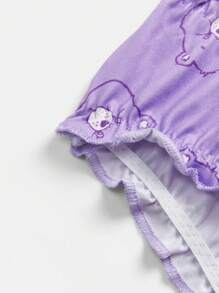 SHEIN X Care Bears 3 件装 Tween Girl 可爱卡通熊印花生菜边舒适三角裤 - 彩色 - 查看 3