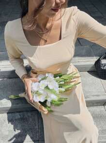 Chiquease 优雅刺绣收腰长裙，秋季