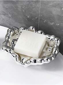 1 pieza Plato de jabón con forma de nube, creativo, sin perforaciones, soporte de jabón escurridor, bandeja de jabón de plástico duradero para decoración del baño, regalo para el hogar, decoraciones navideñas, regalo de boda, playa de verano, blanco y azul estético