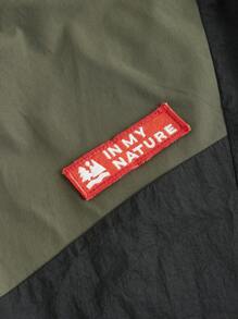 In My Nature Pantalones largos informales deportivos y al aire libre para hombres con bloques de color y parche con letras