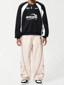 青少年男孩休闲时尚舒适长袖连帽衫和裤子套装 - 黑色 - 查看 1