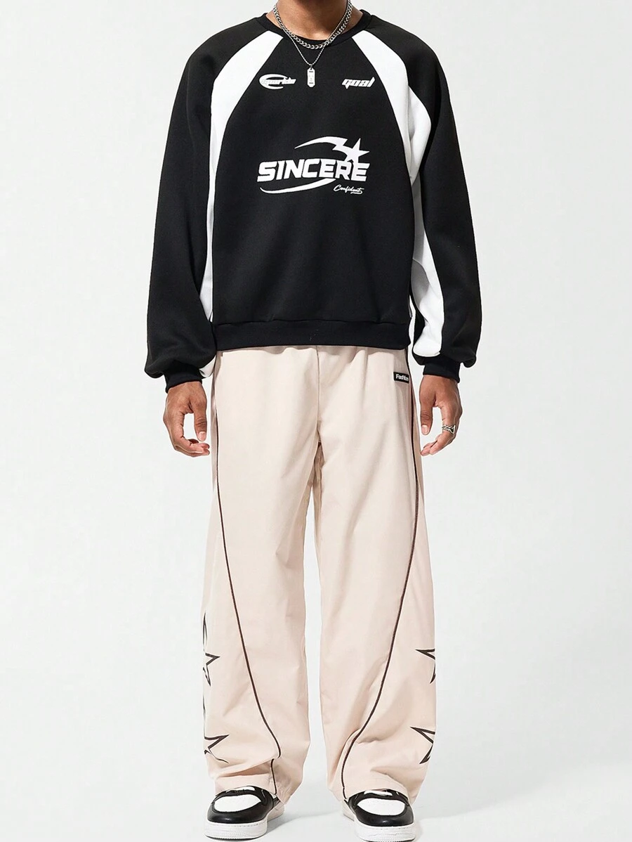 青少年男孩休闲时尚舒适长袖连帽衫和裤子套装 - 黑色 - 查看 1