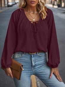 Koszula w dużym rozmiarze, wiosenno-jesienna, swobodna, w jednolitym kolorze, z rękawami typu latarnia