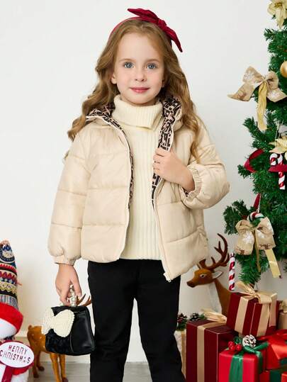 SHEIN 年轻女孩户外休闲厚连帽中长款棉衣，宽松版型，保暖长袖，非常适合秋冬季休闲日常穿着和上学日常穿着，适合圣诞节