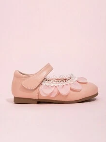 Girls Cute Style Hook-And-Loop Flat Shoes, Spring And Autumn - Dusty Pink - View 4