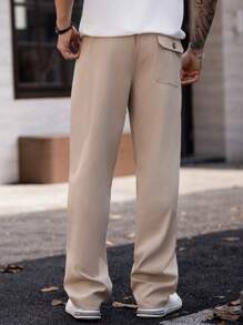 Manfinity VCAY Pantaloni casual dritti con laccetti, tessitura, adatti all'uso quotidiano da uomo