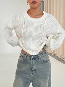 Flirla Women's Casual Street Style Twist Knit Sweater, Winter