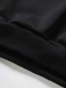 ROMWE MEN Street Life 男士图案印花连帽运动衫，春夏季休闲街头服饰 - 黑色 - 查看 4