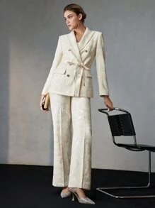 MOTF PREMIUM 对比色亮片缝线喇叭裤（无腰带）