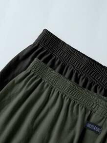 2pcs Plaid Men Loose Fit Boxer Briefs, High Waist Plus Size Summer Shorts Underwear
