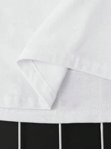 Manfinity Homme Áo thun nam cổ tròn tay ngắn in chữ đơn giản, mặc thường ngày - trắng - Xem 5