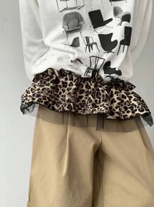 DAZY Women Casual Leopard Print Mini Skirt Fall,Winter - Coffee Brown - View 3