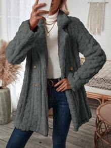 EMERY ROSE Casual Stand Collar Front Button Fleece Jacket, Autumn/Winter