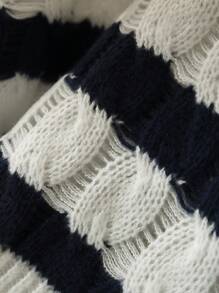 SHEIN Frenchy Plus Size Women Striped Round Neck Drop Shoulder Long Sleeve Casual Knit Pullover Sweter Jesień