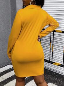 SHEIN Slayr 女士加大码紧身褶饰迷你衬衫连衣裙