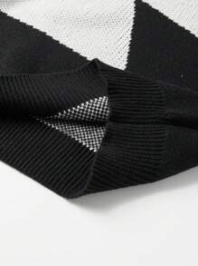 Chillumni Suéter de cuello redondo de manga larga en talla grande para hombre, en unicolor con diseño de parche, casual - Blanco y Negro - Ver 6