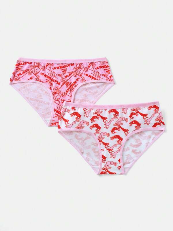 HARRY POTTER X SHEIN Tween Girl 2 buc Slip confortabil cu imprimeu
