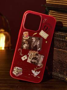 HARRY POTTER X SHEIN Funda de teléfono con estampado de personajes y letras, regalo - Burdeos - Ver 2