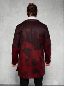 Manfinity Homme Herren Lässig Jacke mit geometrischem Muster und Kontrastfarbe, Herbst/Winter - Schwarz - Übersicht 2