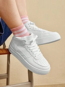 CUCCOO EASI Spring/Fashionable Thick-Soled Height-Increasing Women's Casual Shoes With Front Lace-Up, Waterproof Platform, White Color Sports Shoes Casual Shoes School Supplies Back To School Shoes For Women Sneakers Spring Shoes Easter Trainers