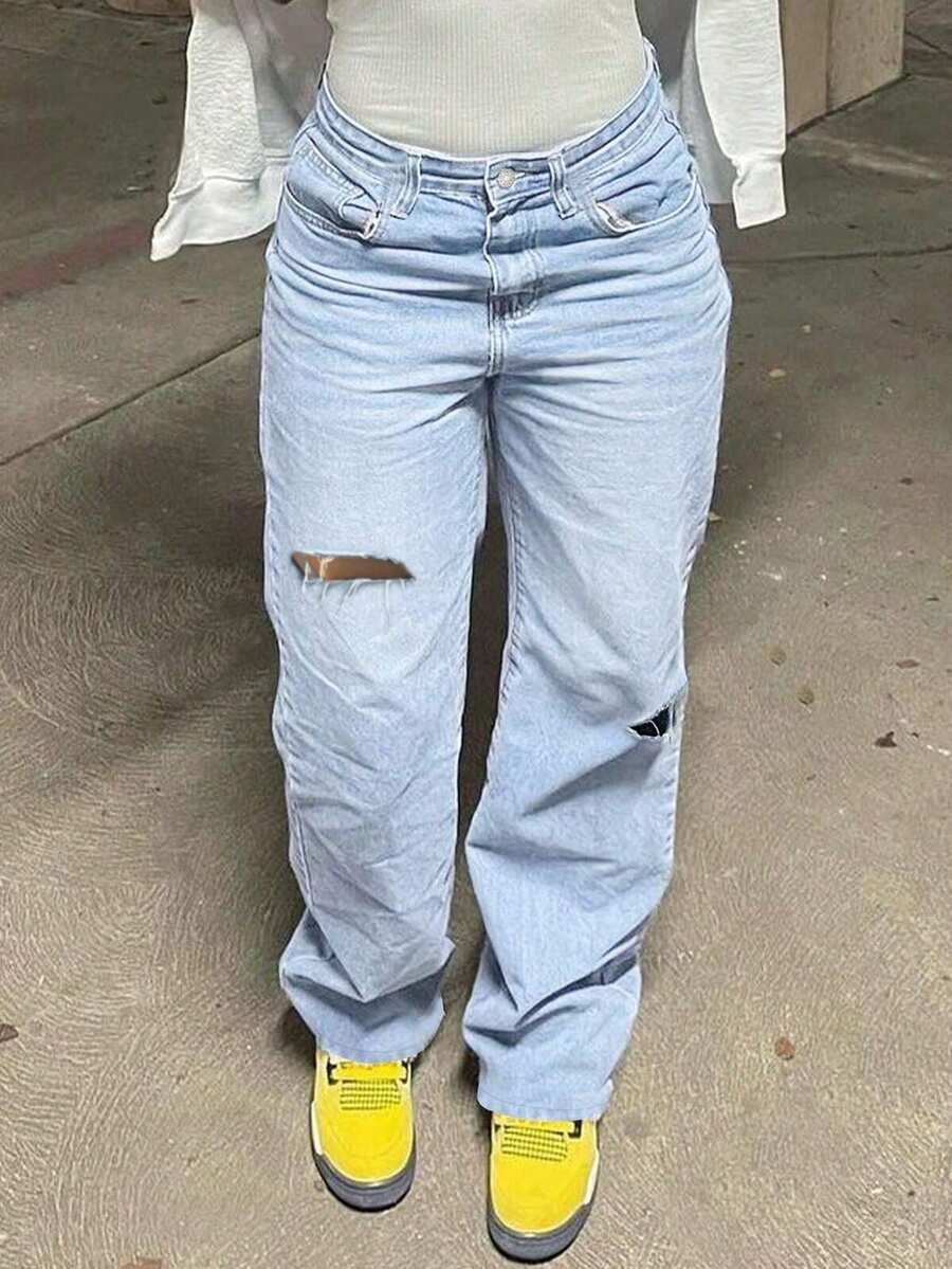 Fashionable And Sexy Millenium-Style Casual Women's Denim Pants - Blue - View 1