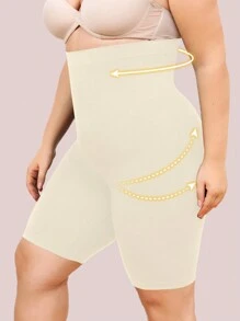 1 件无缝大码塑身裤 - 米色 - 查看 5