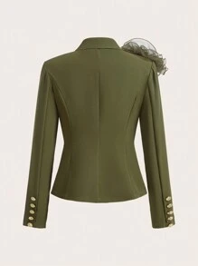 SHEIN Clasi Women's Autumn/Winter Fashion Versatile 3D Floral (Detachable) Blazer Winter Women Clothes - Green - View 3