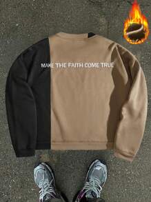Manfinity VCAY Pull ample tricoté patchwork à manches longues pour hommes