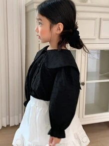 Dazy Kids 年轻女孩纯色前扣长袖休闲上衣，日常穿着