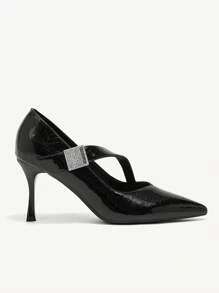 CUCCOO CHICEST Pointed Toe Thin High Heel Black Pattern Women's High Heels - Black - View 2