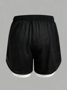 Manfinity Sport Corelite 男友风男士正面扎染拼色印花简约休闲运动短裤 - 黑色 - 查看 2