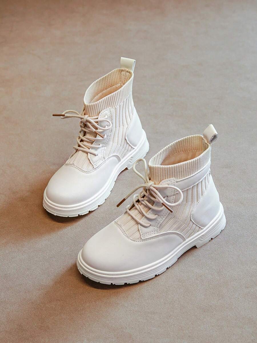 Girls Fashion Versatile Comfortable British Style Boots - Beige - View 1