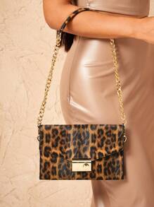 SHEIN SXY Ladies, Women Shoulder Bag, Hobo Bag, Fashionable, Elegant, Simple, Personalized, Versatile, Leopard Print, Animal Print, For Classic, Commute, Office, Date, Daily, Shopping, Afternoon Tea - Coffee Brown - View 6